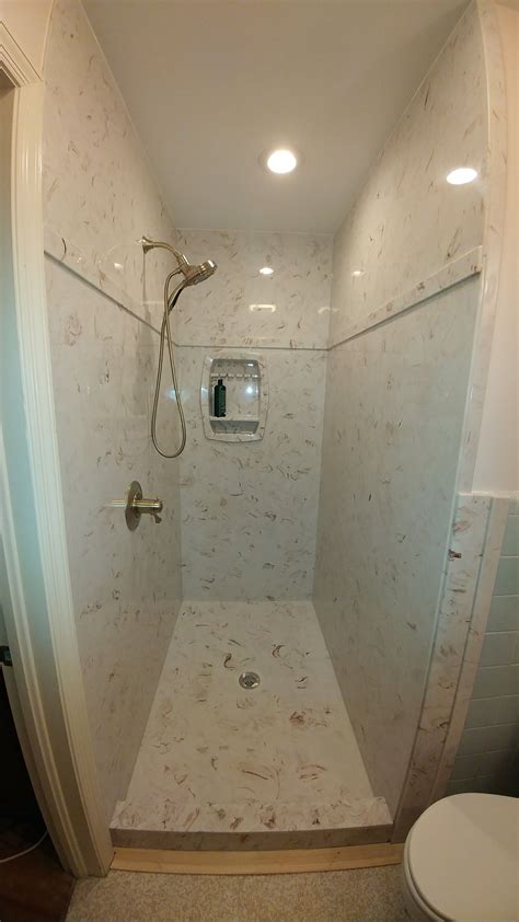 one piece stone shower floor