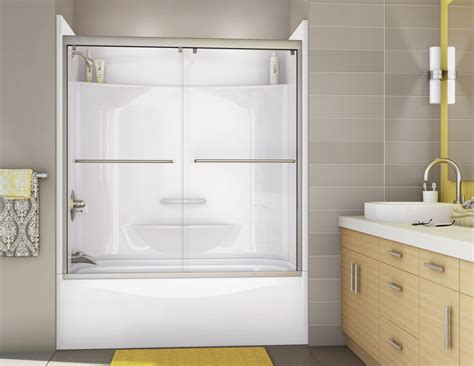 one piece tub and glass shower doors