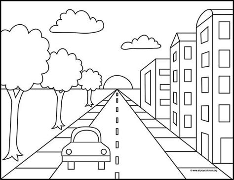 one point perspective coloring sheets