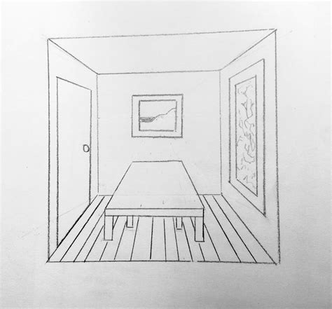 one point perspective drawing room