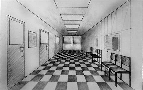 one point perspective interior sketches