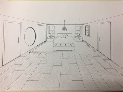 One Point Perspective Bedroom Drawing at PaintingValley