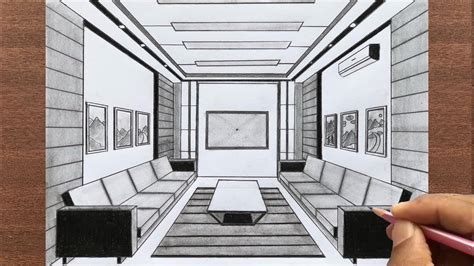 one point perspective room furniture