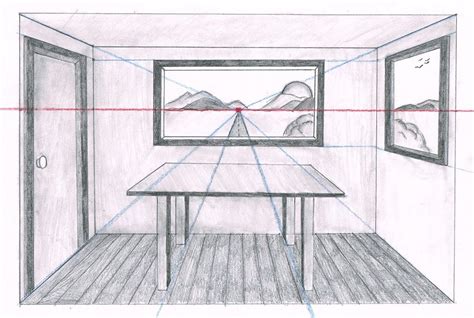 one point perspective room interior