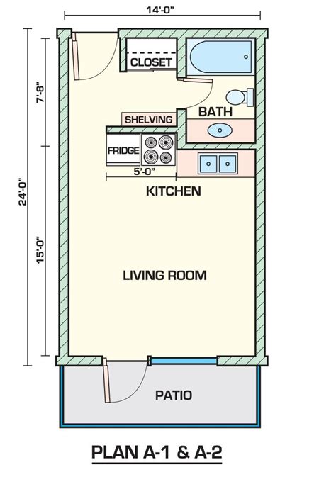 one room apartment floor plan