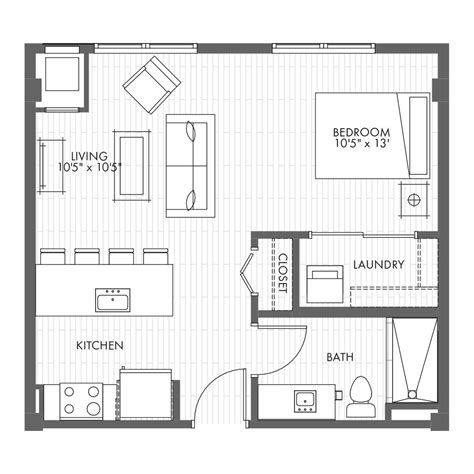 one room apartment floor plan