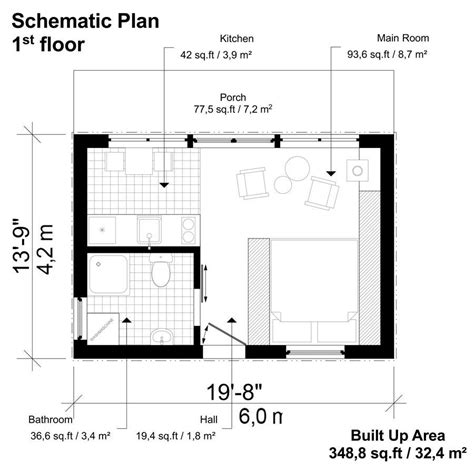 one room floor plans