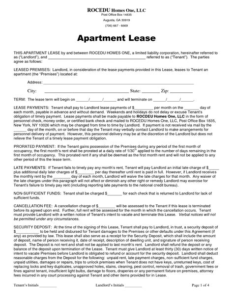 one room lease agreement