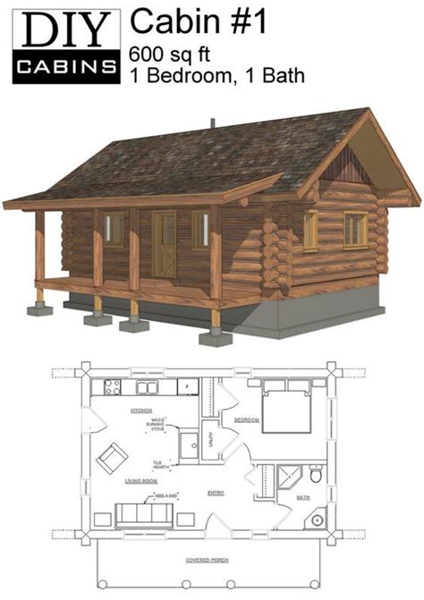 one room log cabin plans