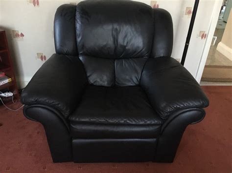 one seater black leather sofa
