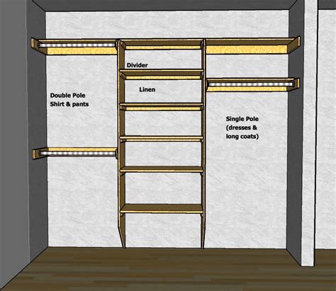 one sided walk in closet dimensions