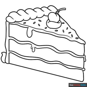 one slice of chocolate cake coloring pages