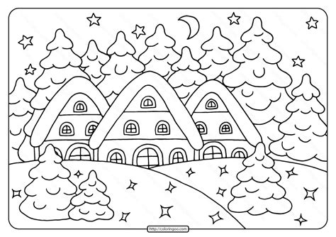 one snowy night coloring page
