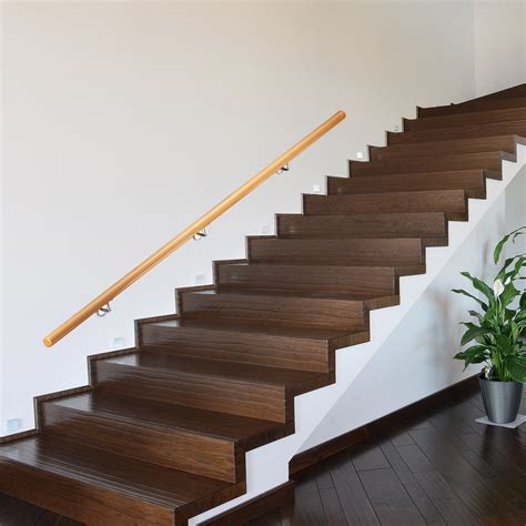 one stair wooden wall mount hand rail
