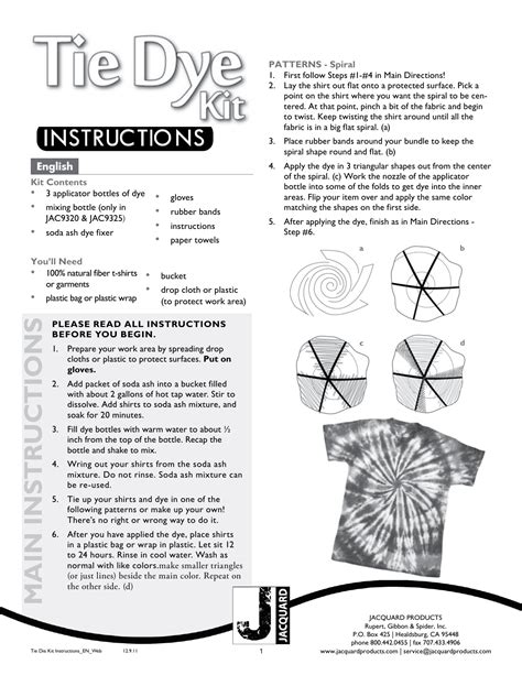 one step tie dye kit instructions