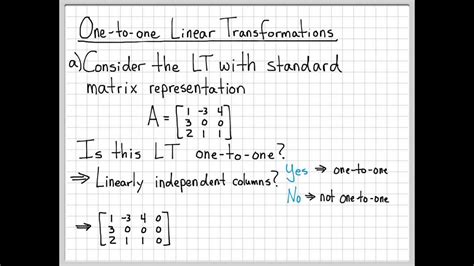 one to one transformation linear algebra