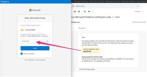 onedrive verification code not received gmail