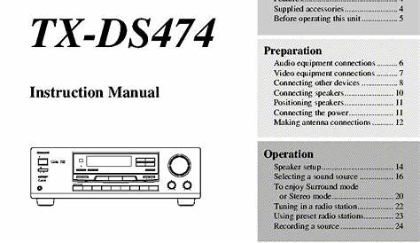 ONKYO TXDS474 RECEIVER USER MANUAL Service Manual download, schematics