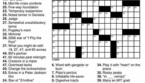 pop culture crossword printable free free printable - printable puzzle