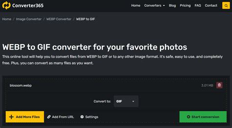 online WebP to GIF File Conversion