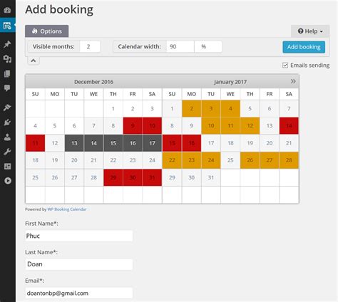 online booking system booking calendar