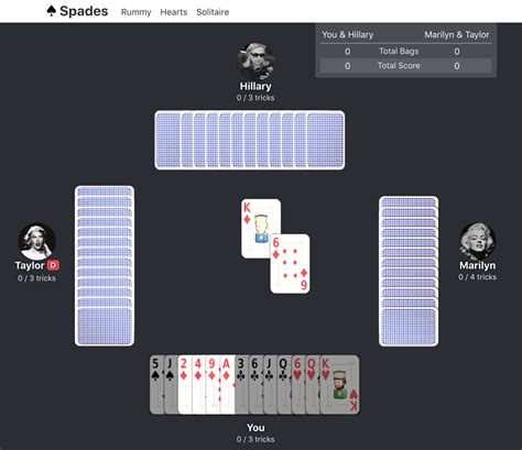 Online Spades Game Interface