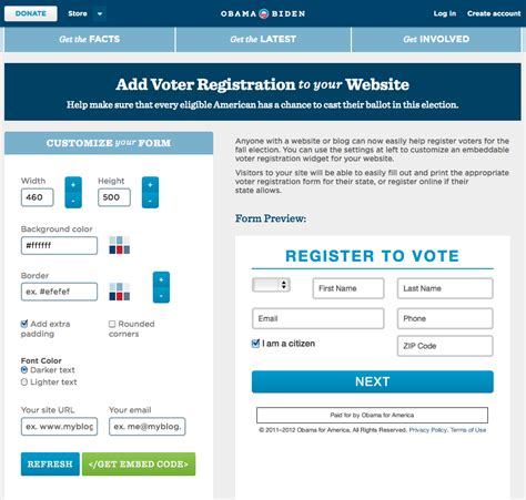 online voter registration application