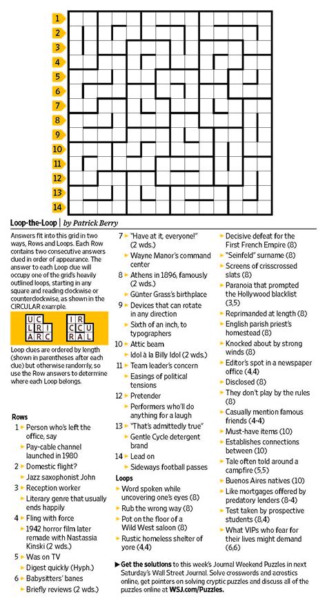 online wsj crossword challenge