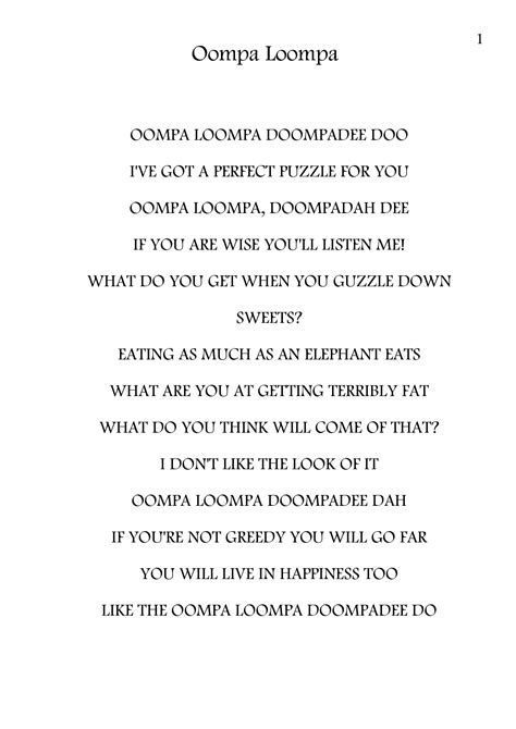 oompa loompa song lyrics 1971