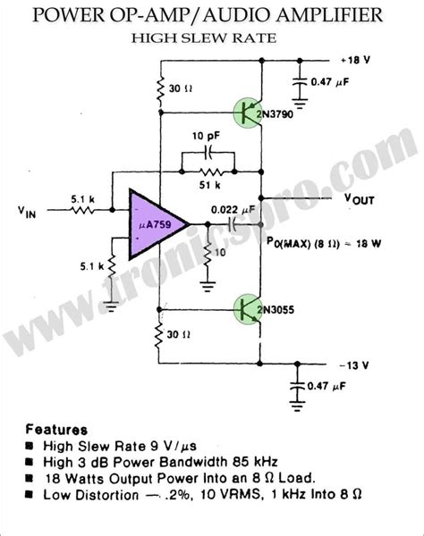 Op Amp Audio Power Amplifier Circuit