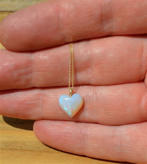 opal heart necklaces