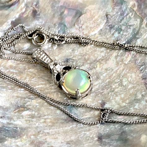 opal silver necklace