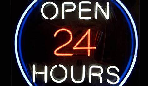 Open 24 Hours Images Premium Vector Neon Sign