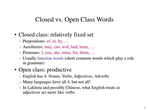 open and closed word classes examples pdf