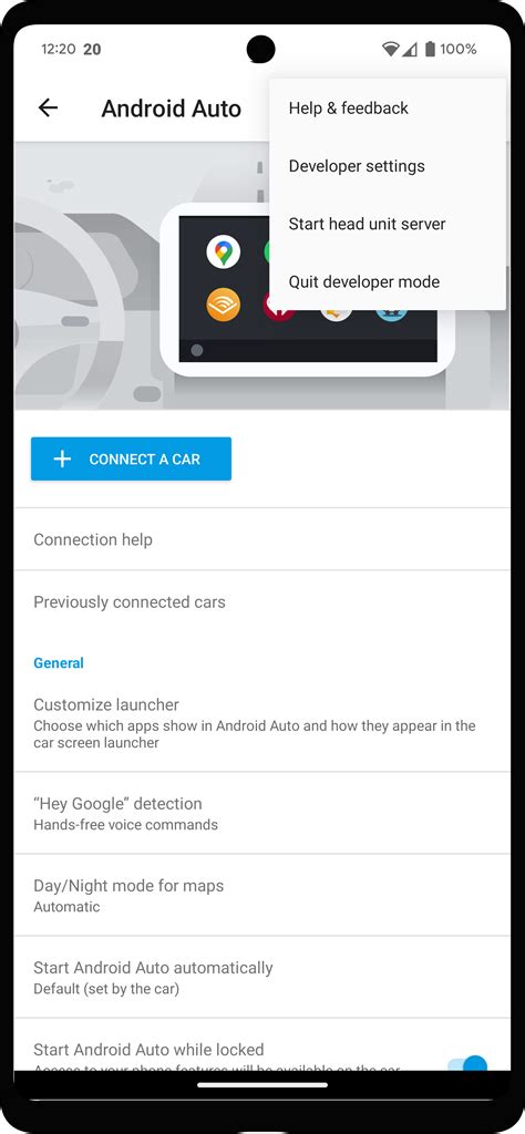 open android auto developer mode