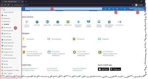 open azure portal with a specific account