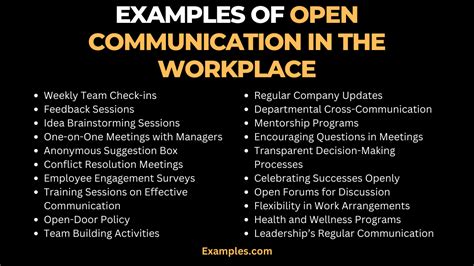 open communication in the workplace examples