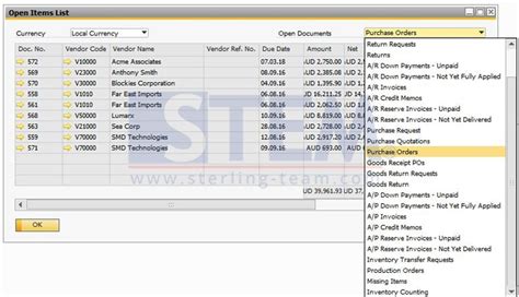 Open Item List In Sap B1