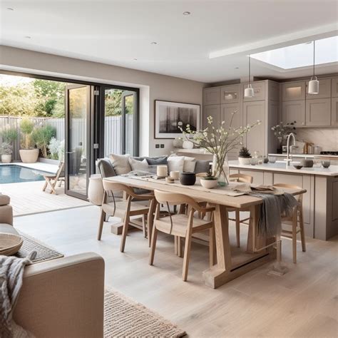Open plan kitchen dining room flow and functionality