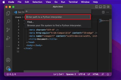 open python interpreter vs code