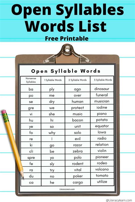 Open Syllable Words Made Easy
