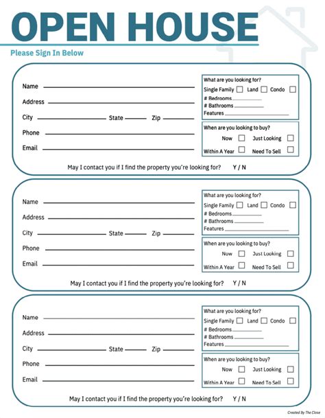 open house registration form template
