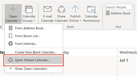 Opening A Shared Calendar In Outlook
