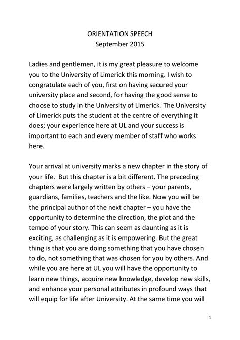 opening message for program in school