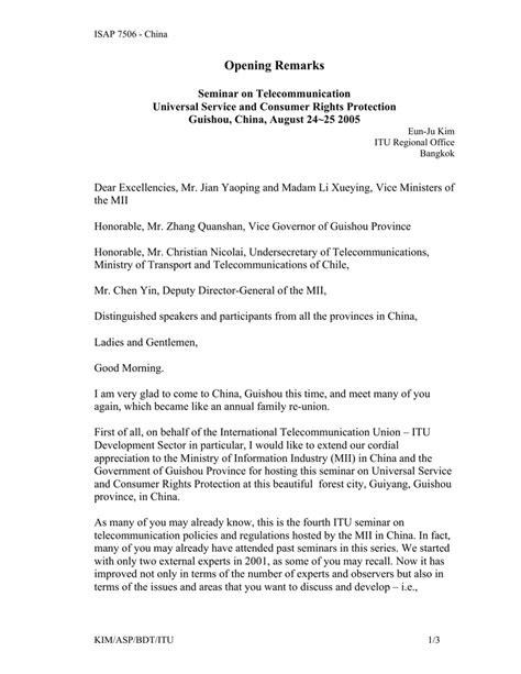 opening remarks for a program sample