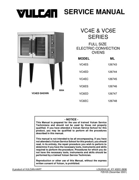operating manual for vulcan convection oven