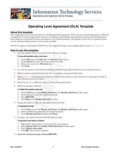 5+ Operational Level Agreement Templates PDF, DOC Free & Premium