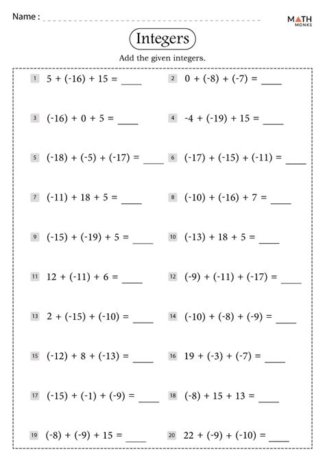 operations with integers worksheet pdf grade 7