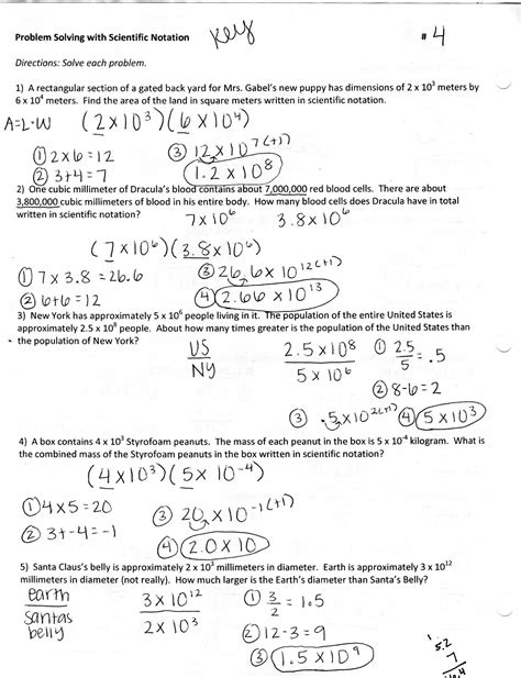 operations with scientific notation worksheet answer key