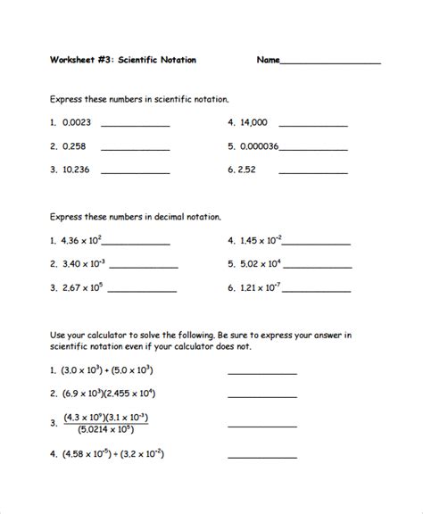 operations with scientific notation worksheet chemistry matter and change